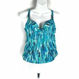 Maidenform Swim Tankini Top Size 34a Blue Push Up